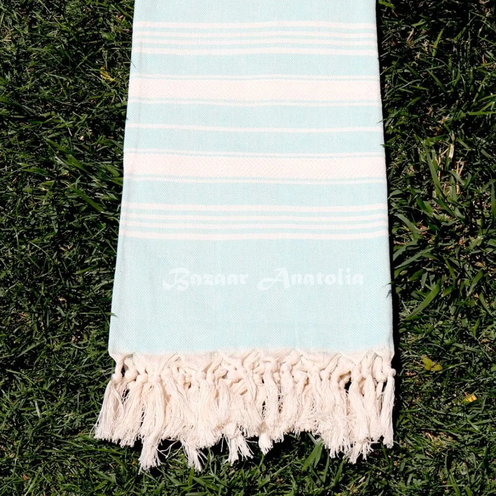 Stripe Turkish Beach & Peshtemal Towel - Mint