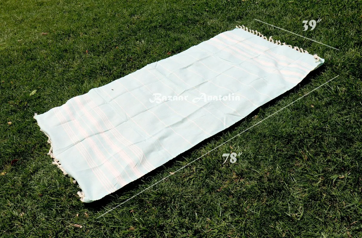 Stripe Turkish Beach & Peshtemal Towel - Mint