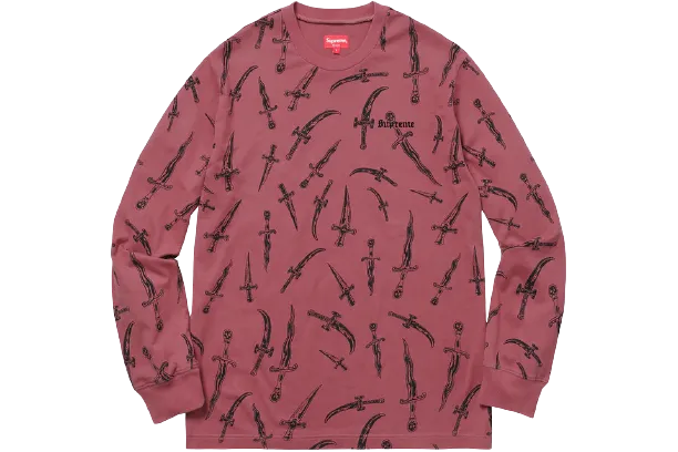 Supreme "Daggers" L/S Dark Pink