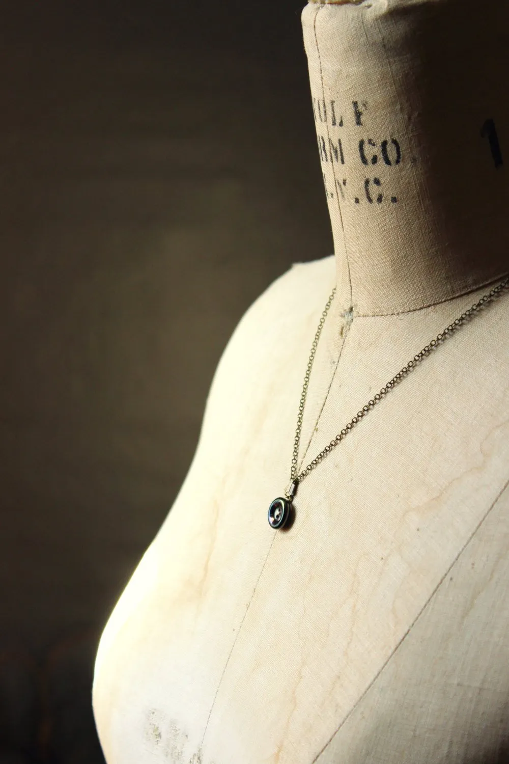 The Eye of Moriarty. Storyteller Series. Antique Glass Button Necklace.