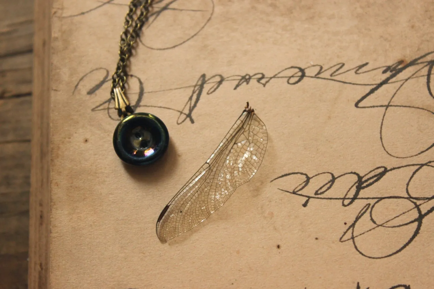 The Eye of Moriarty. Storyteller Series. Antique Glass Button Necklace.
