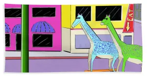 There Were Two Giraffes - Beach Towel