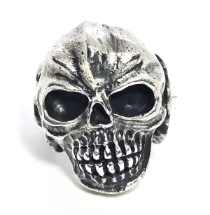 Thick Skull retro biker solid sterling silver macabre memento mori goth ring size 9 B