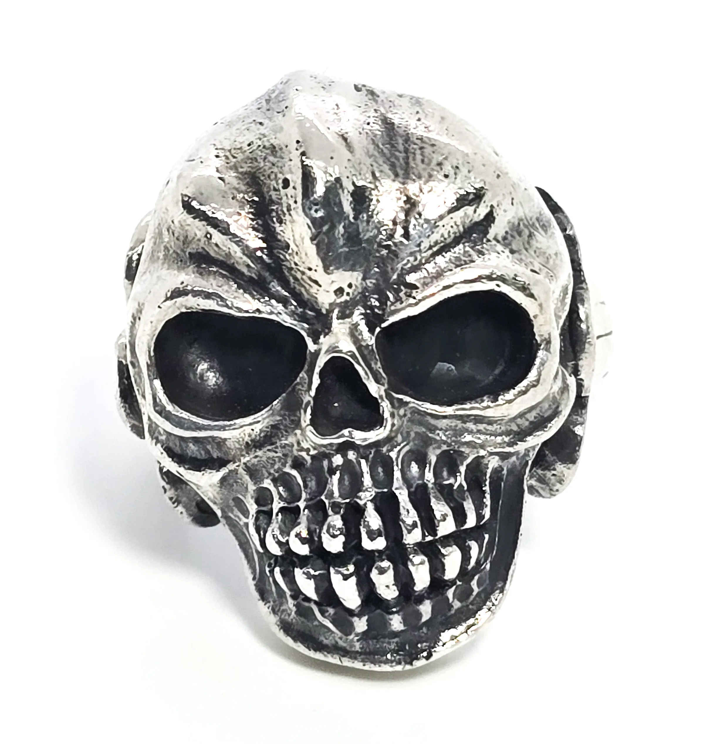 Thick Skull retro biker solid sterling silver macabre memento mori goth ring size 9 B