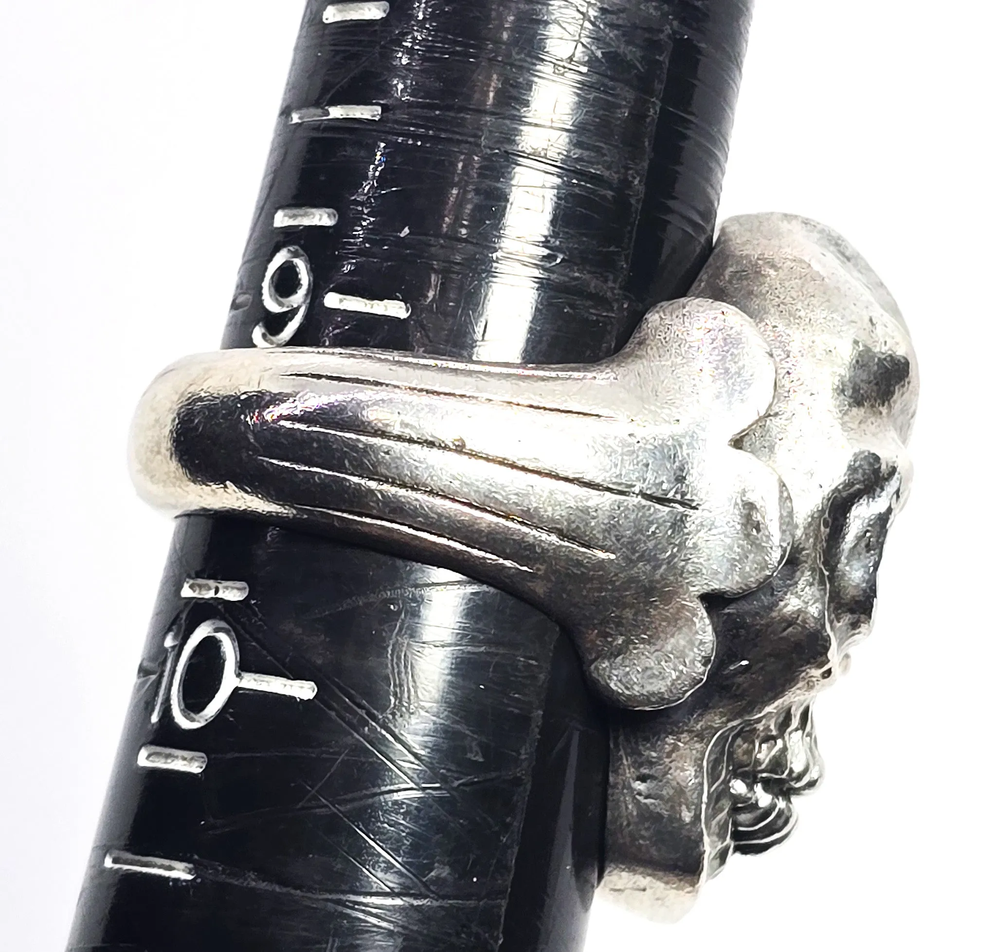 Thick Skull retro biker solid sterling silver macabre memento mori goth ring size 9 B