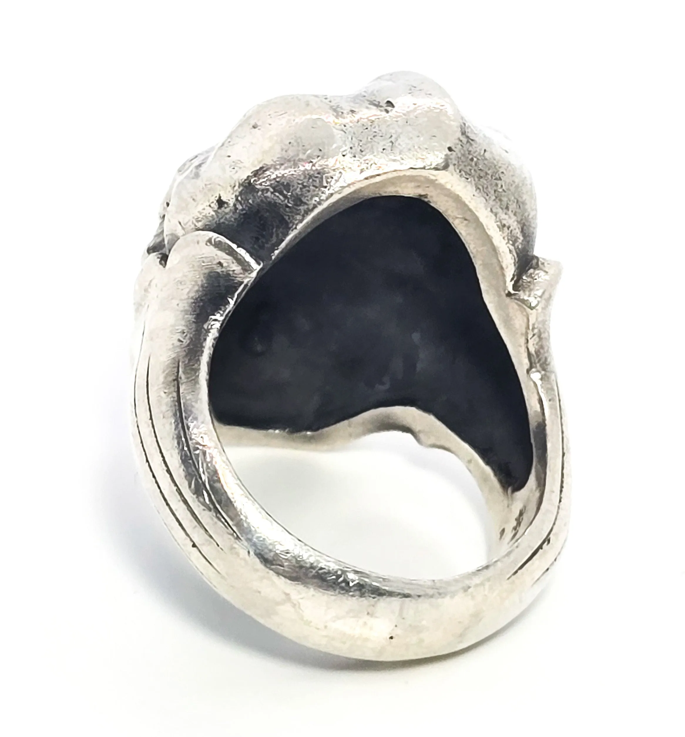 Thick Skull retro biker solid sterling silver macabre memento mori goth ring size 9 B