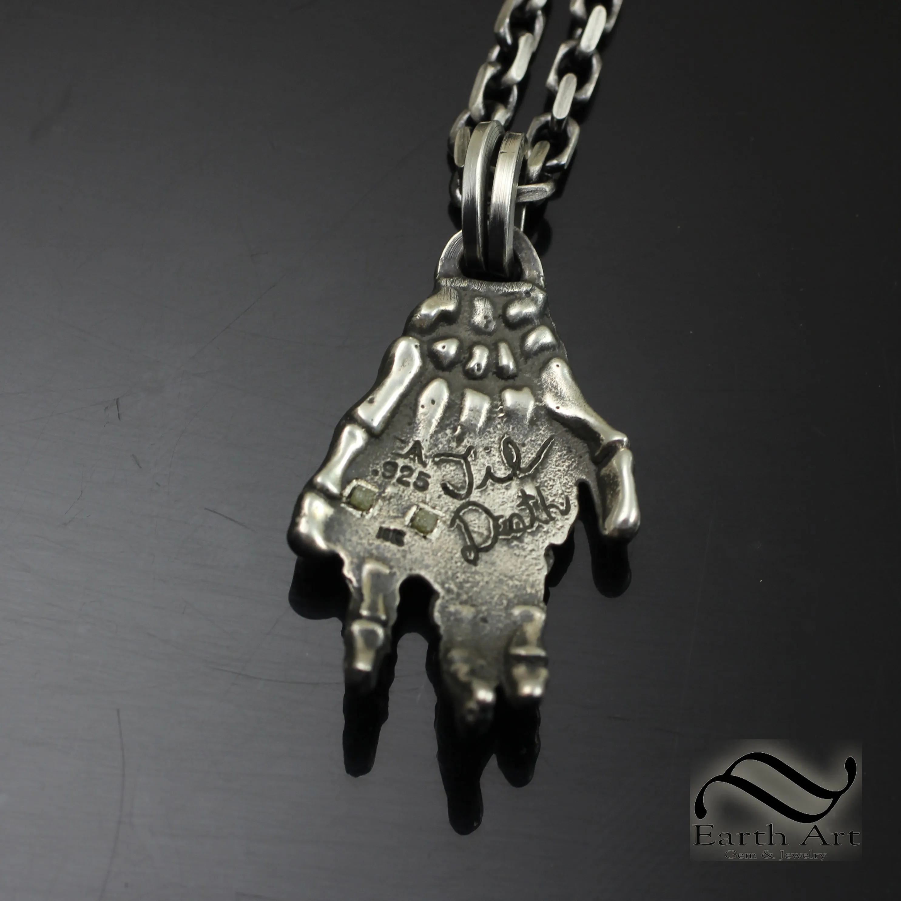 Til' Death - A Sterling Skeleton Hand Pendant