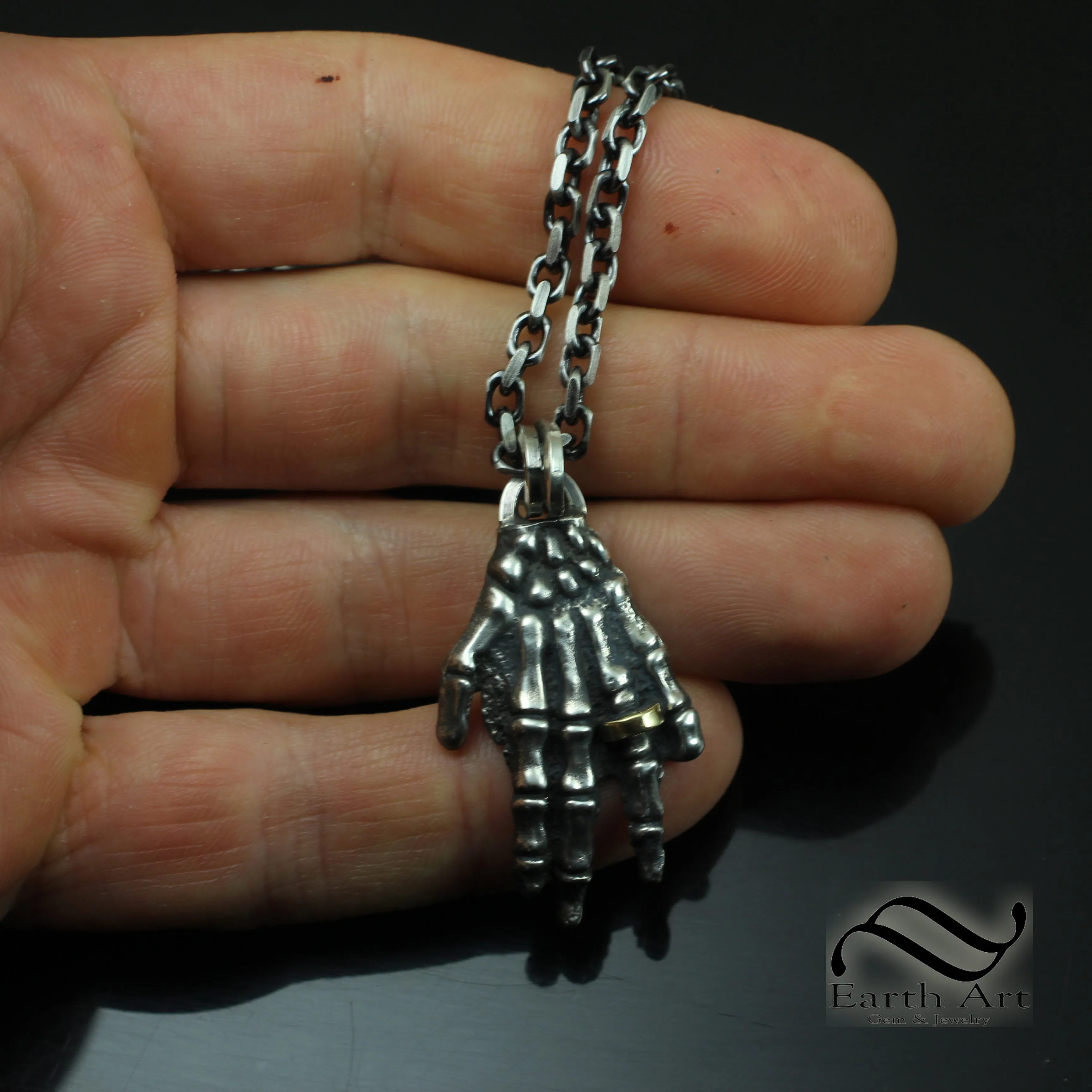 Til' Death - A Sterling Skeleton Hand Pendant