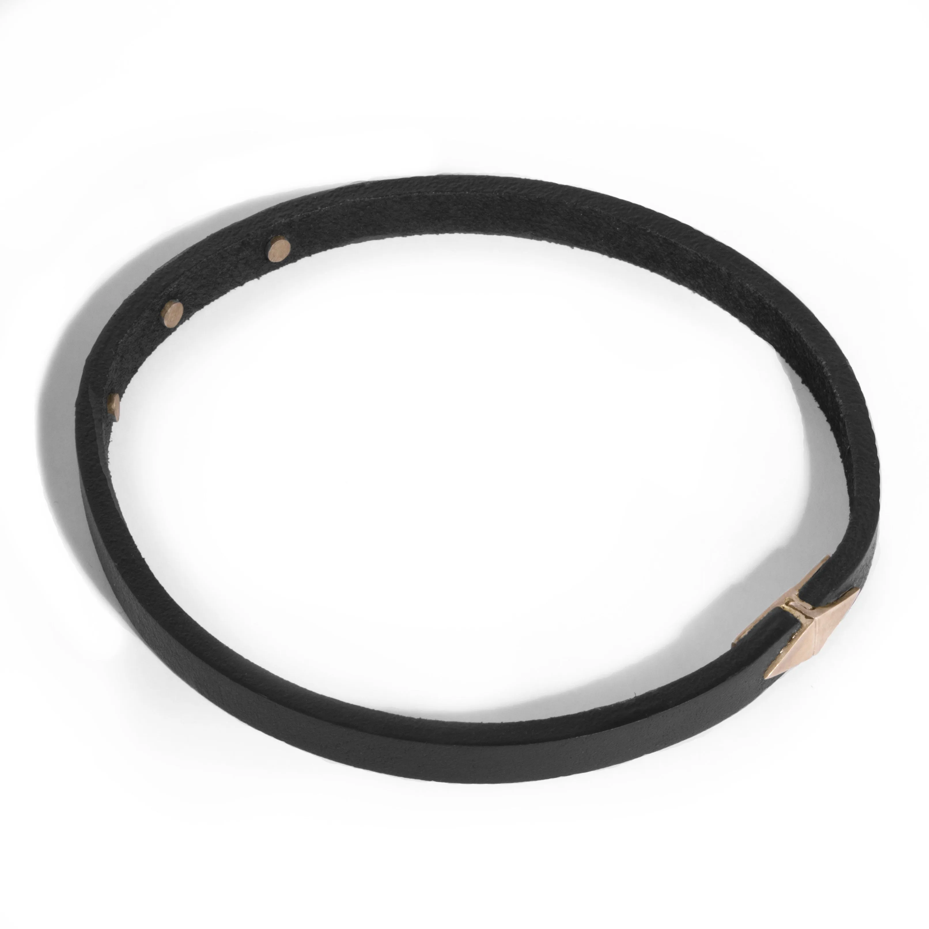 Triangle Leather Choker with Micro Pave Monogram Letter Charms