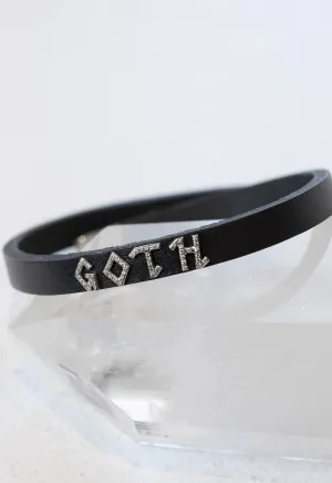 Triangle Leather Choker with Micro Pave Monogram Letter Charms