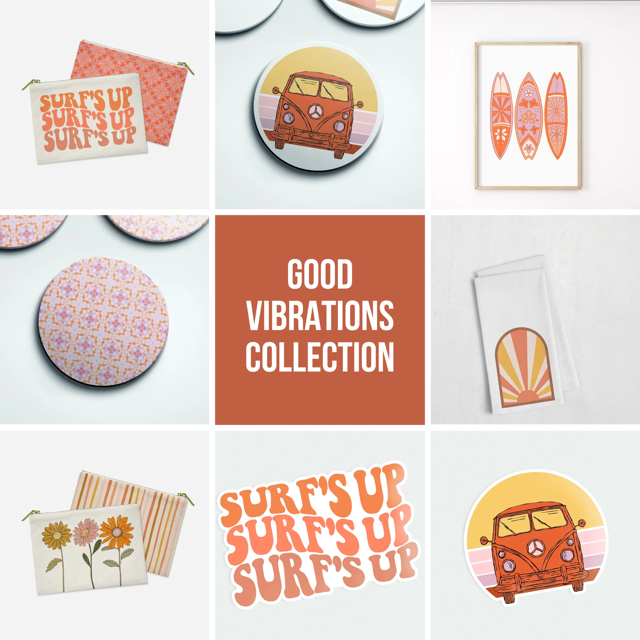 Trio of Surfboards Tea Towel | Good Vibrations Collection