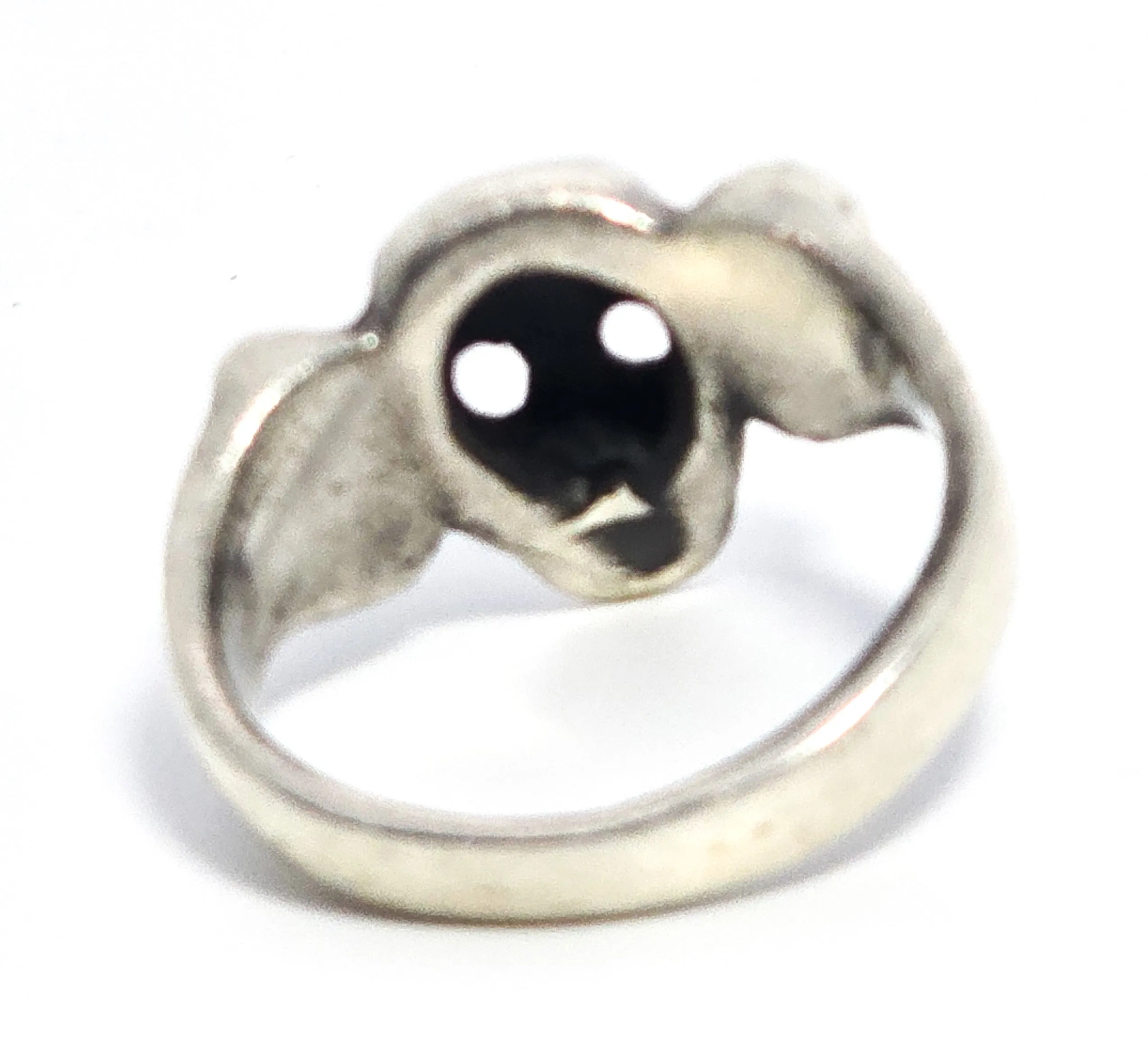 Triple skull head vintage solid sterling silver retro biker gothic ring size 7.5