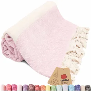 Turkish Beach Towel, Diamond Turkish Towels - Pink
