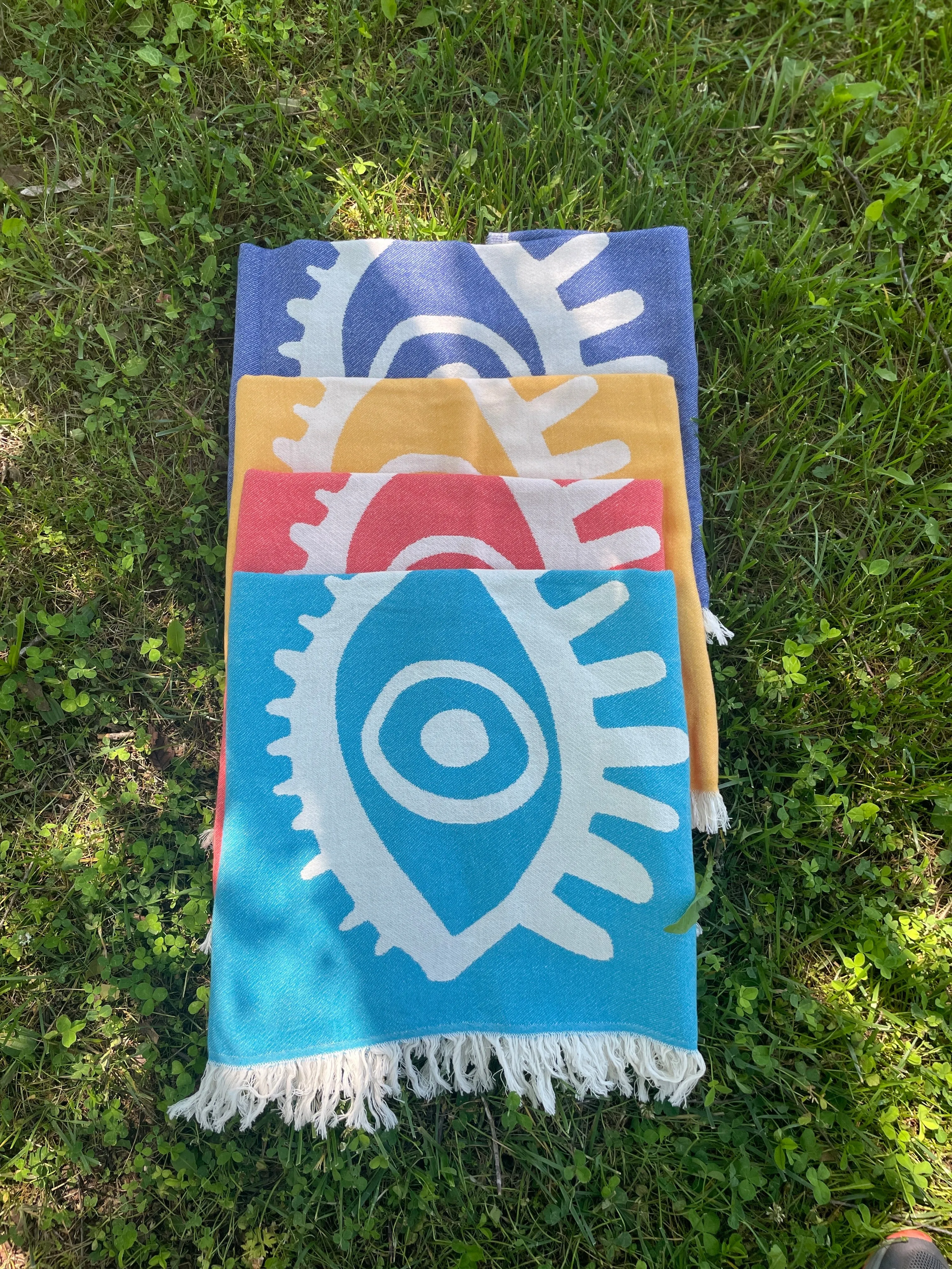Turquoise Beach Towel – Celest Jacquard Weave