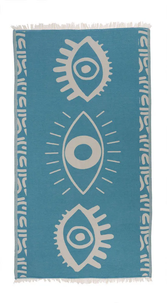 Turquoise Beach Towel – Celest Jacquard Weave