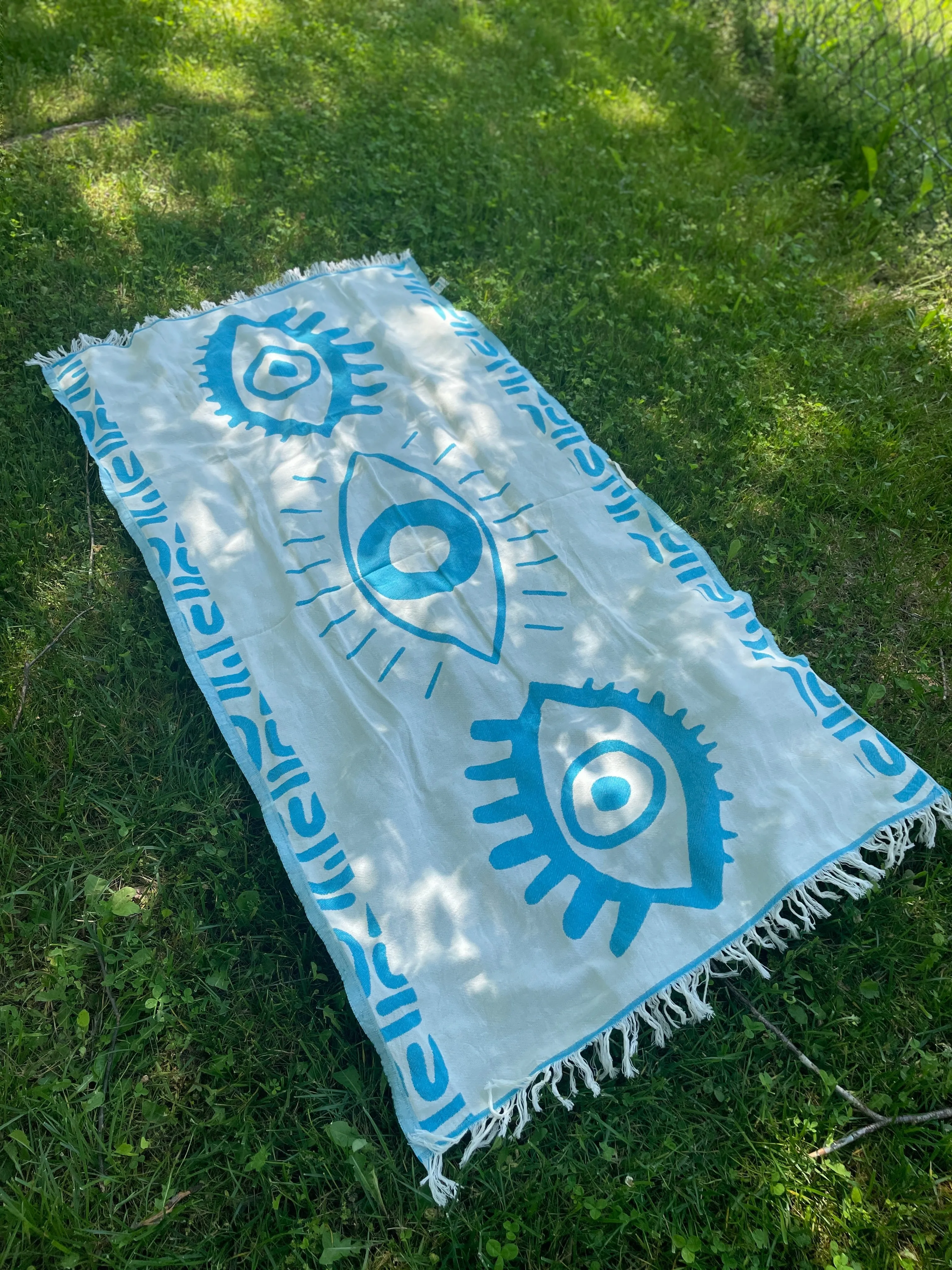 Turquoise Beach Towel – Celest Jacquard Weave
