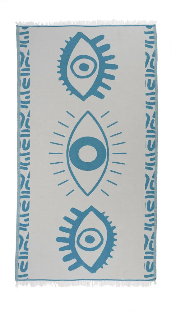 Turquoise Beach Towel – Celest Jacquard Weave