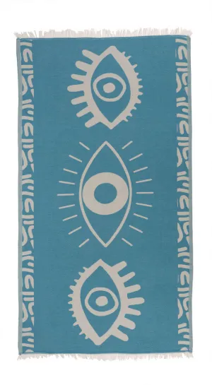 Turquoise Beach Towel – Celest Jacquard Weave