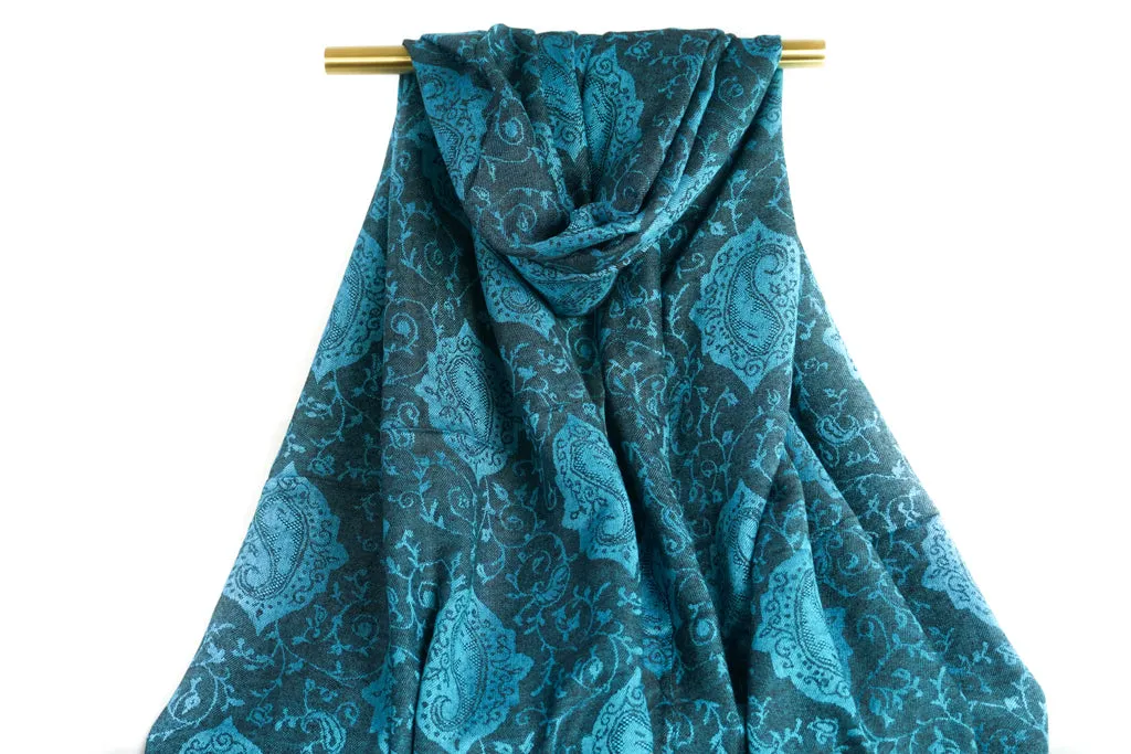 Turquoise Blue Royal Paisley Pashmina Scarf Bohemian Shawl
