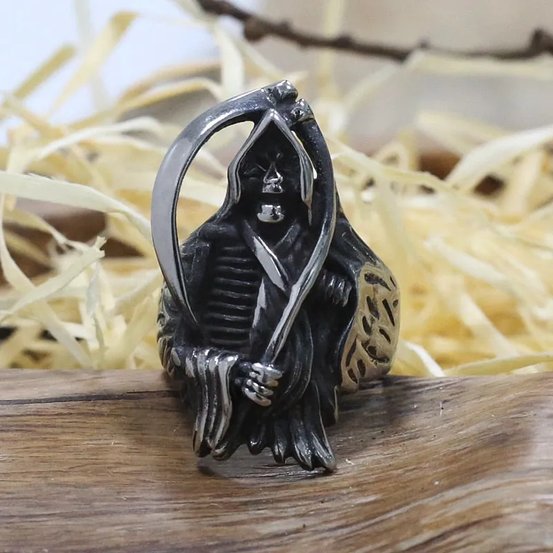 Unique Gothic Grim Reaper Skull Ring