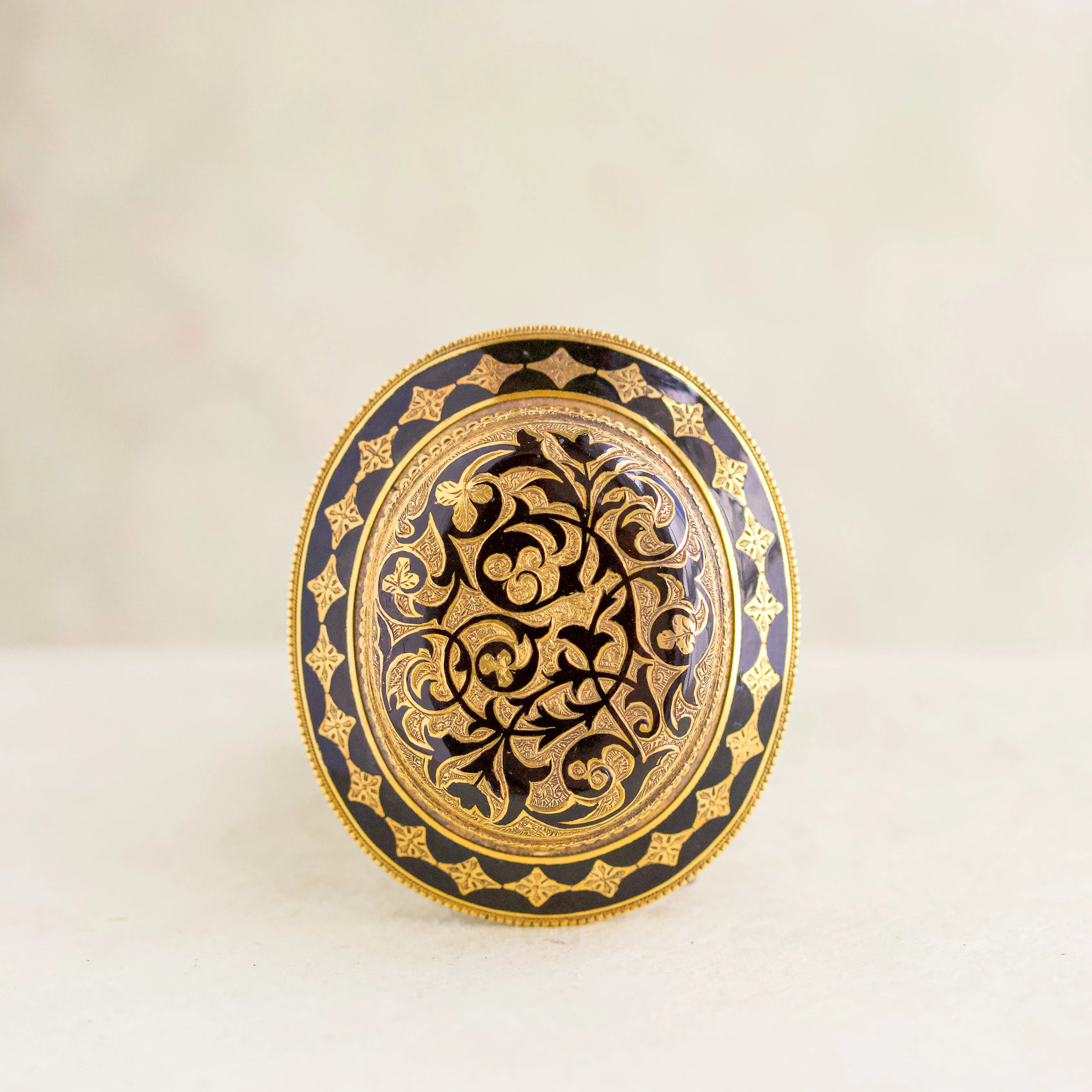Victorian Black Enamel Locket Pin, 14k