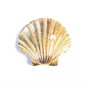Vintage Kramer NY Gold Shell Brooch with Pearl