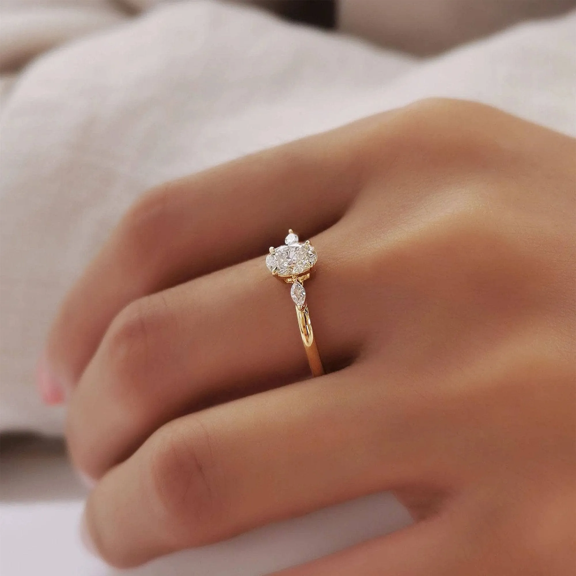 VIP Dream Ring- 14k Oval Cut Three Stone Diamond Engagement Ring