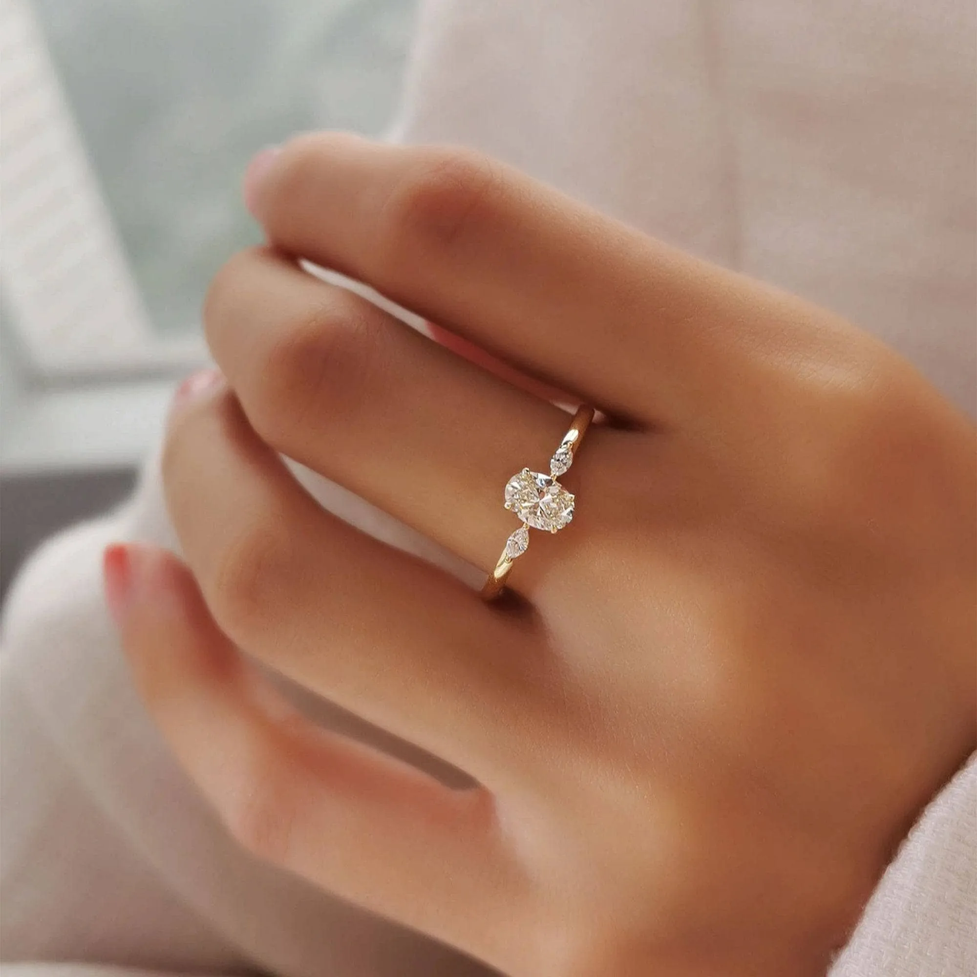 VIP Dream Ring- 14k Oval Cut Three Stone Diamond Engagement Ring