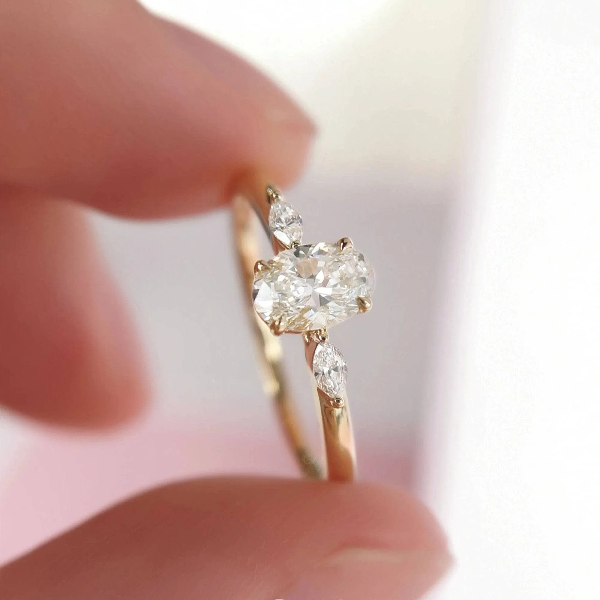 VIP Dream Ring- 14k Oval Cut Three Stone Diamond Engagement Ring