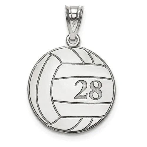 Volleyball Number And Name Pendant - Sterling Silver or Solid Gold