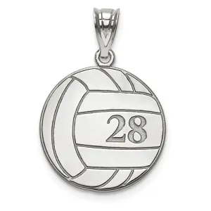 Volleyball Number And Name Pendant - Sterling Silver or Solid Gold