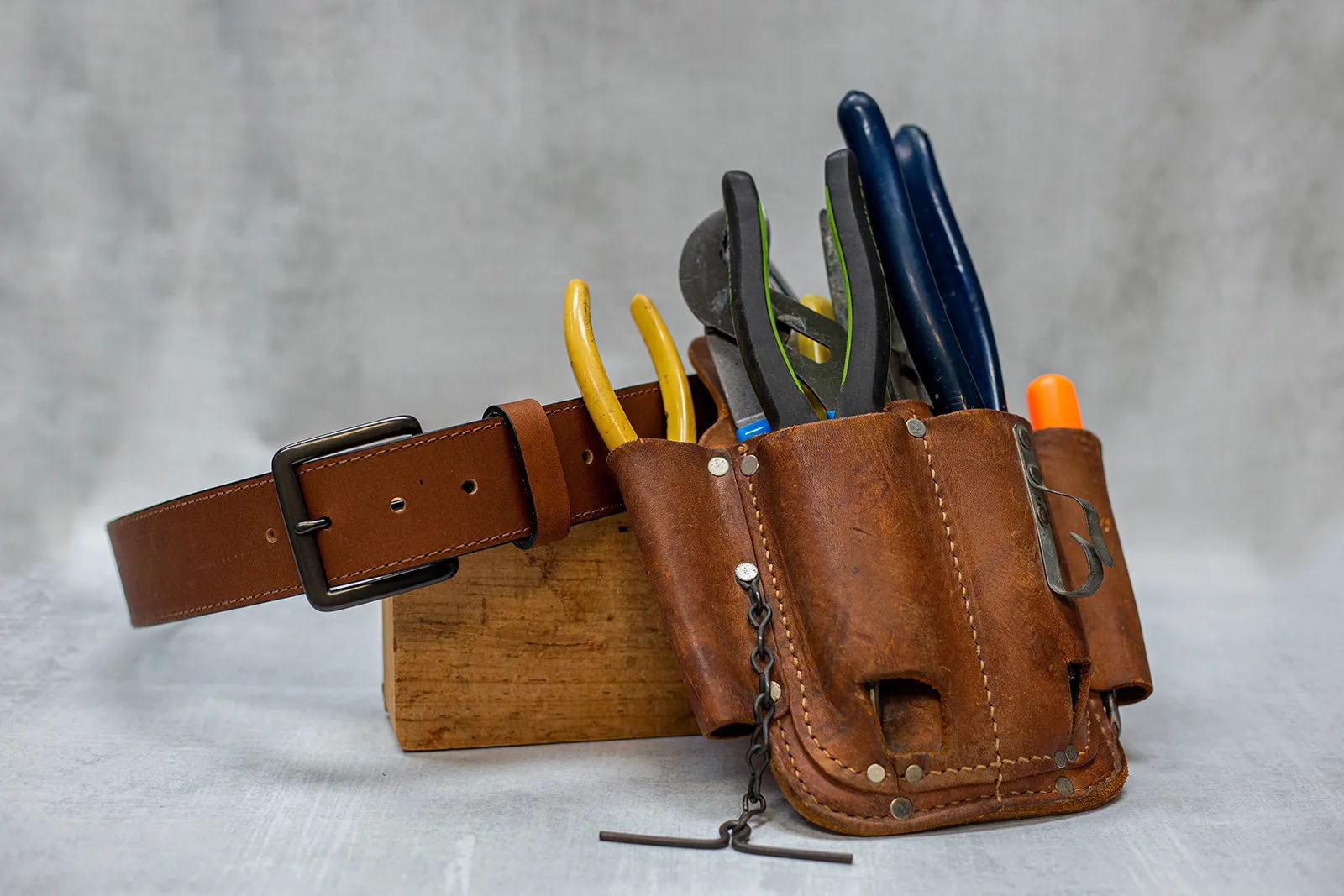 Water Buffalo Heavy-Duty Leather Belt, 1-3/4" wide, Square Buckle | Perfect for Concealed Carry