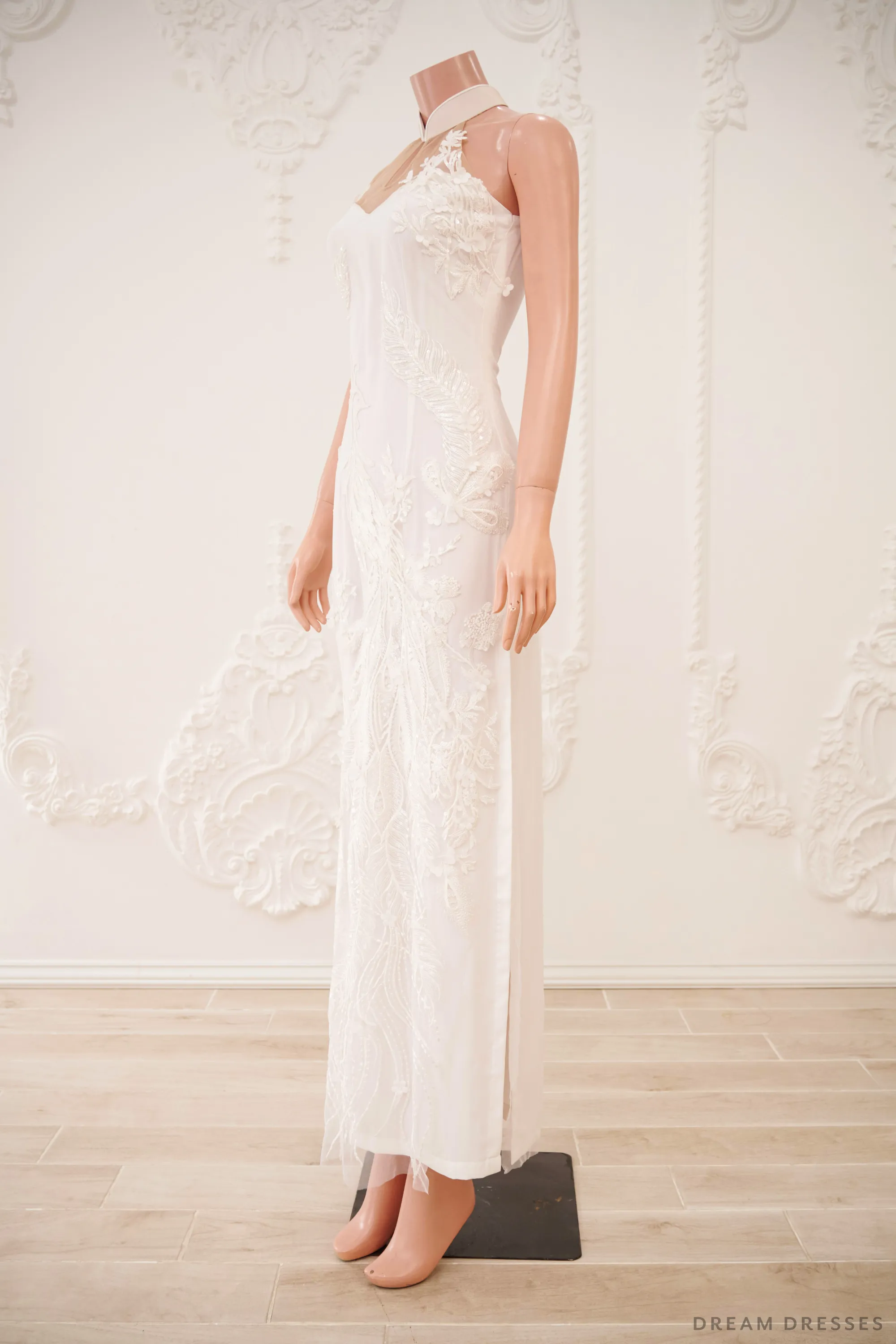 White Bridal Cheongsam | Couture Lace Modern Cheongsam (#JULIA)