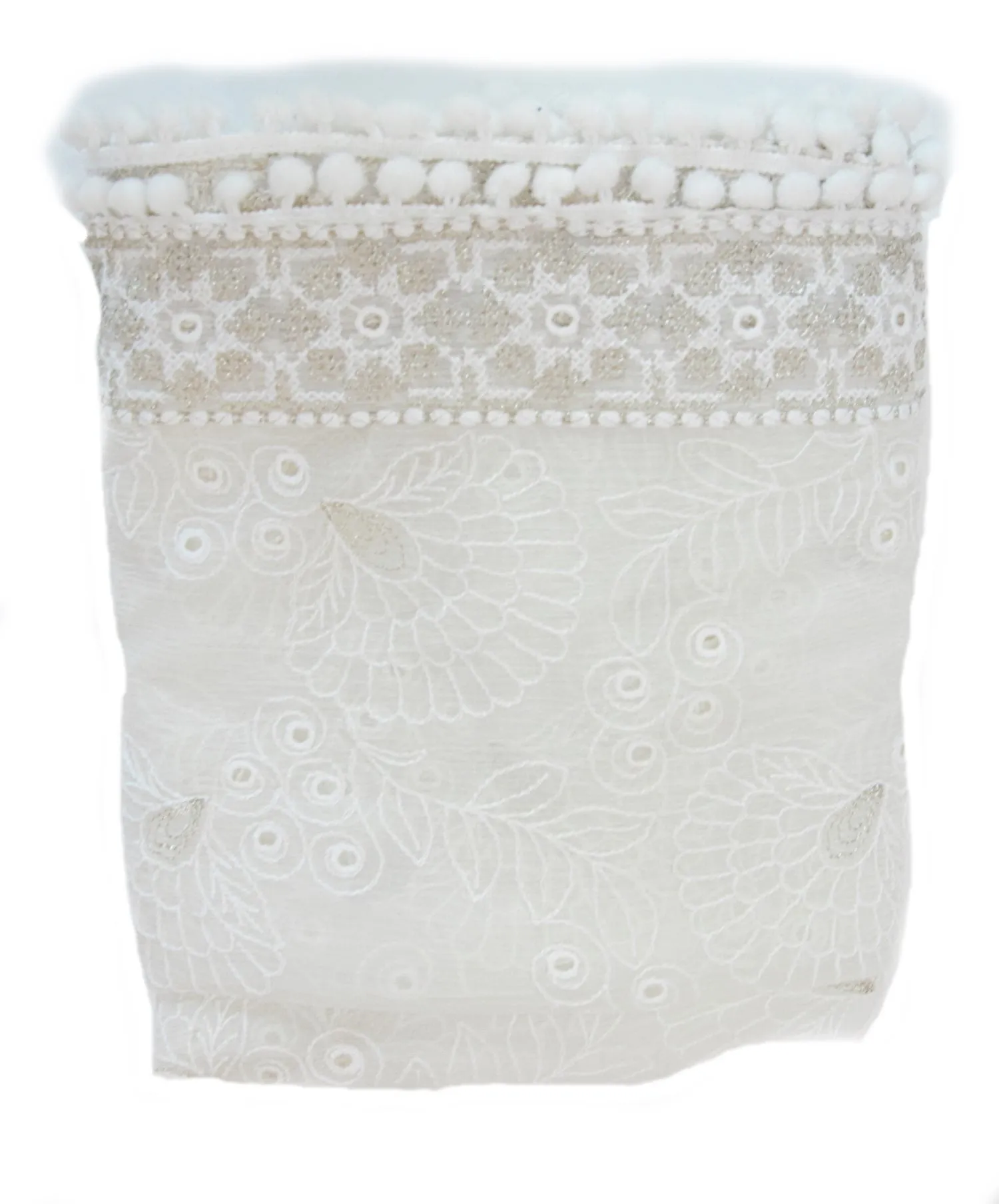 White Color Dupatta with Floral Pattern