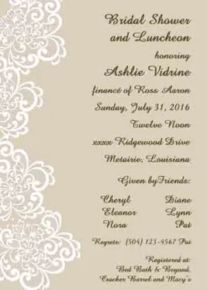 WHITE FLORAL LACE CUSTOM INVITATION