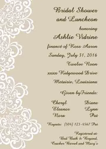 WHITE FLORAL LACE CUSTOM INVITATION
