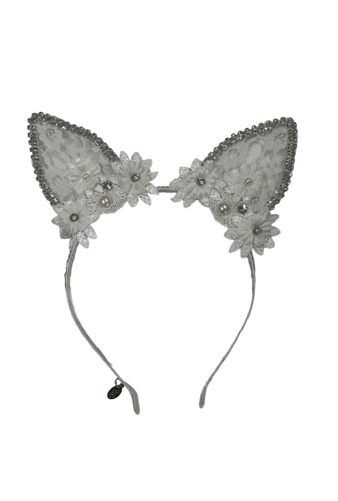 White Lace & Rhinestone Cat Ears