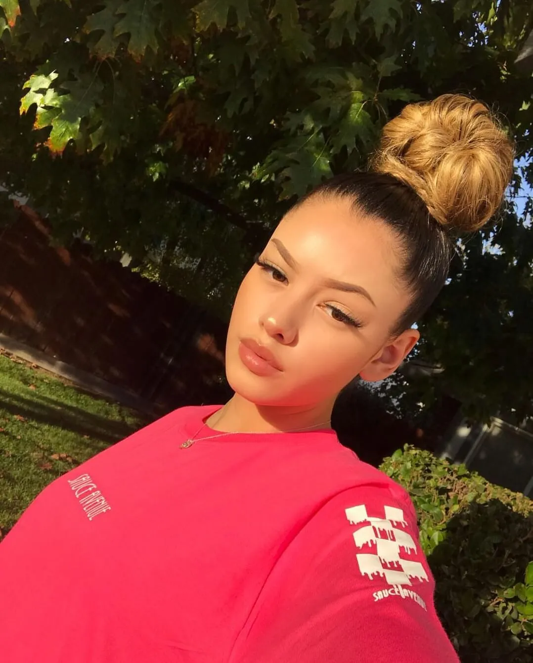 White SA | Pink Tee (Solid Checkered Drippin Sleeves)