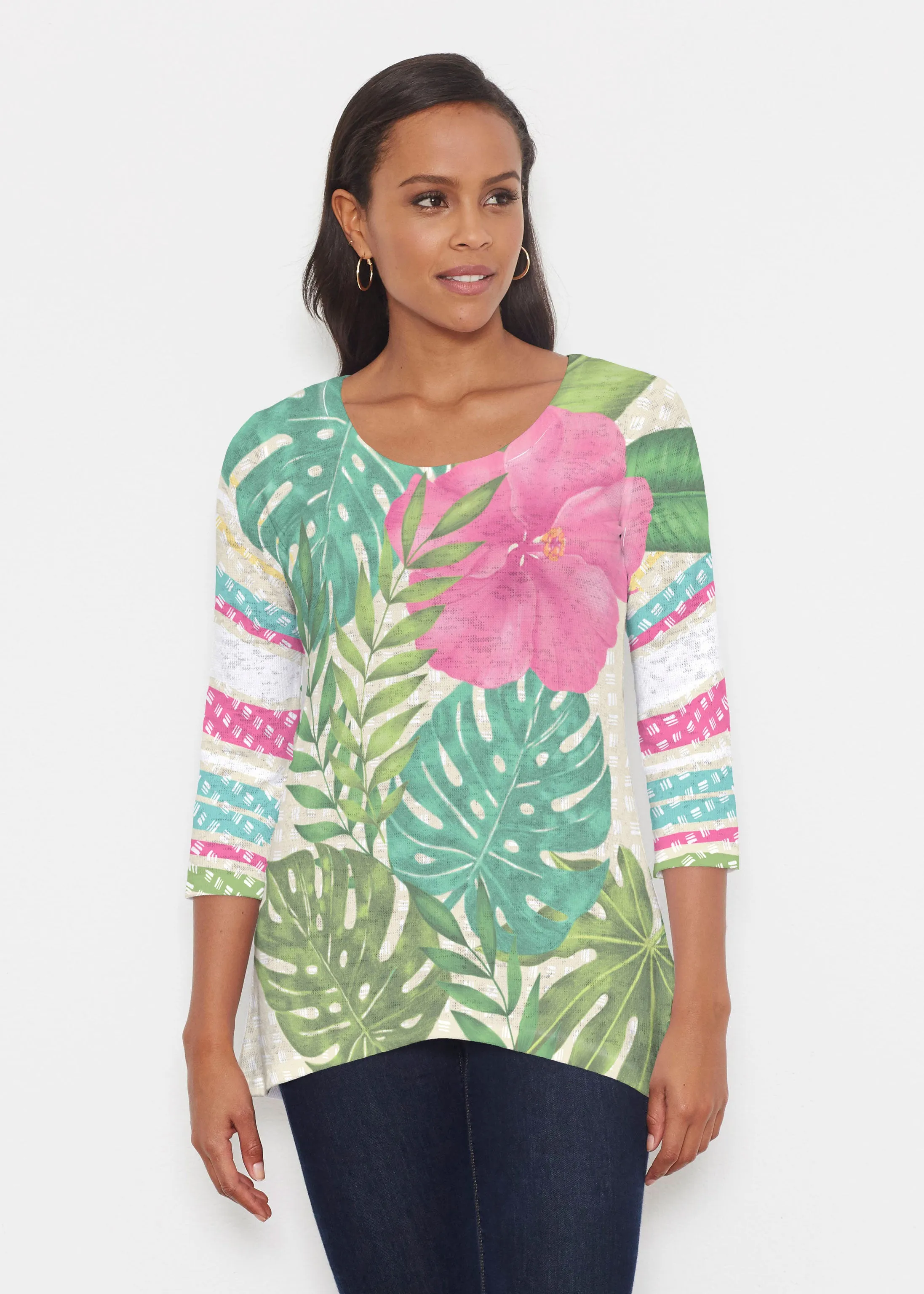 Wild Begonia (13489) ~ Katherine Hi-Lo Thermal Tunic