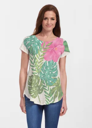 Wild Begonia (13489) ~ Signature Short Sleeve Scoop Neck Flowy Tunic