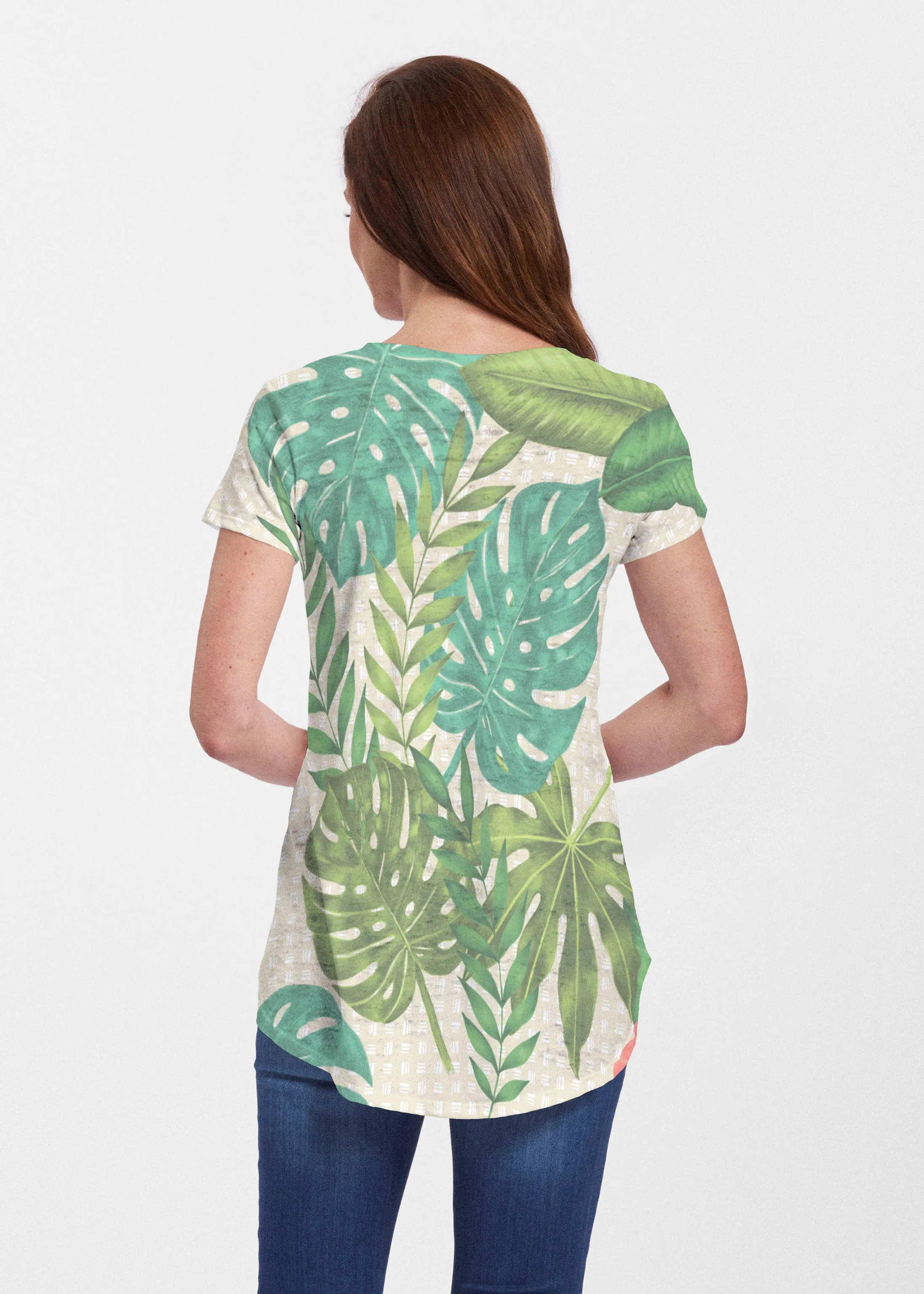 Wild Begonia (13489) ~ Signature Short Sleeve Scoop Neck Flowy Tunic