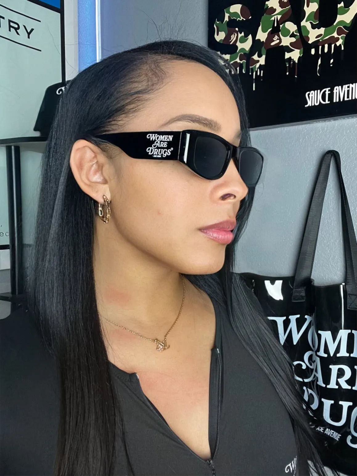 Women Are Drugs® | Black Sunglasses (Black Lenses)
