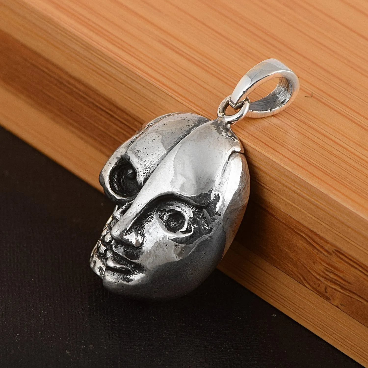 Worm Skull Pendant Skull Head Pendant Biker Pendant Goth Pendant Skull Charm Pendant
