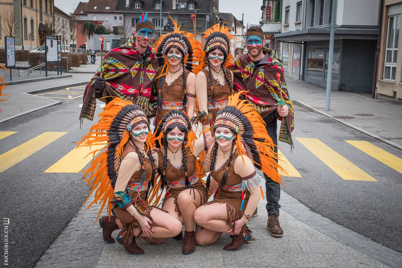 Y10 Medium  Orange  Feather Headdress (36  inch long )/ war bonnet.