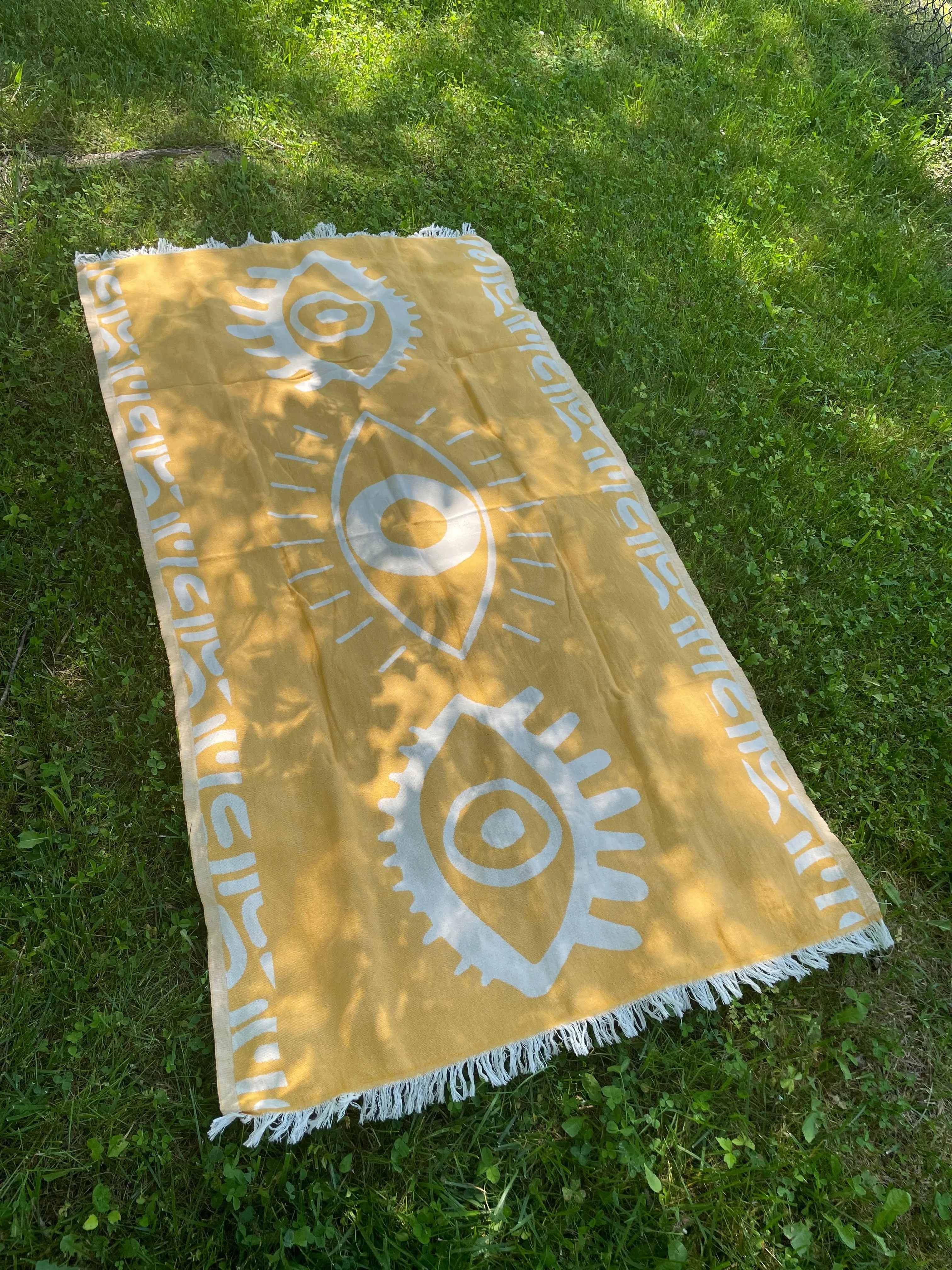 Yellow Beach Towel – Celest Jacquard Weave