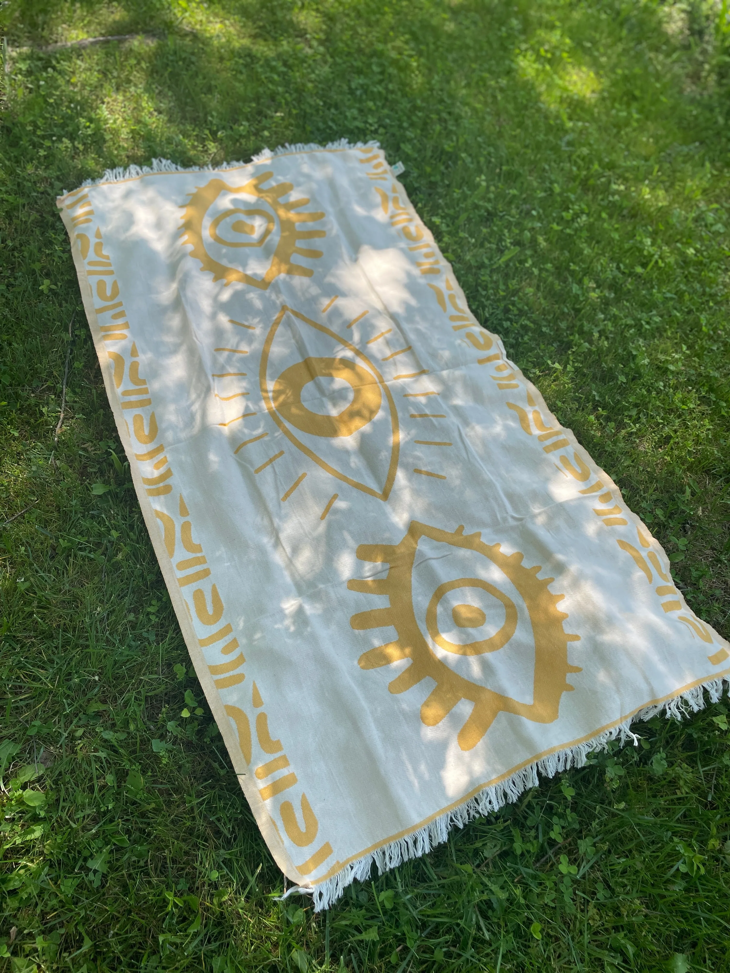 Yellow Beach Towel – Celest Jacquard Weave