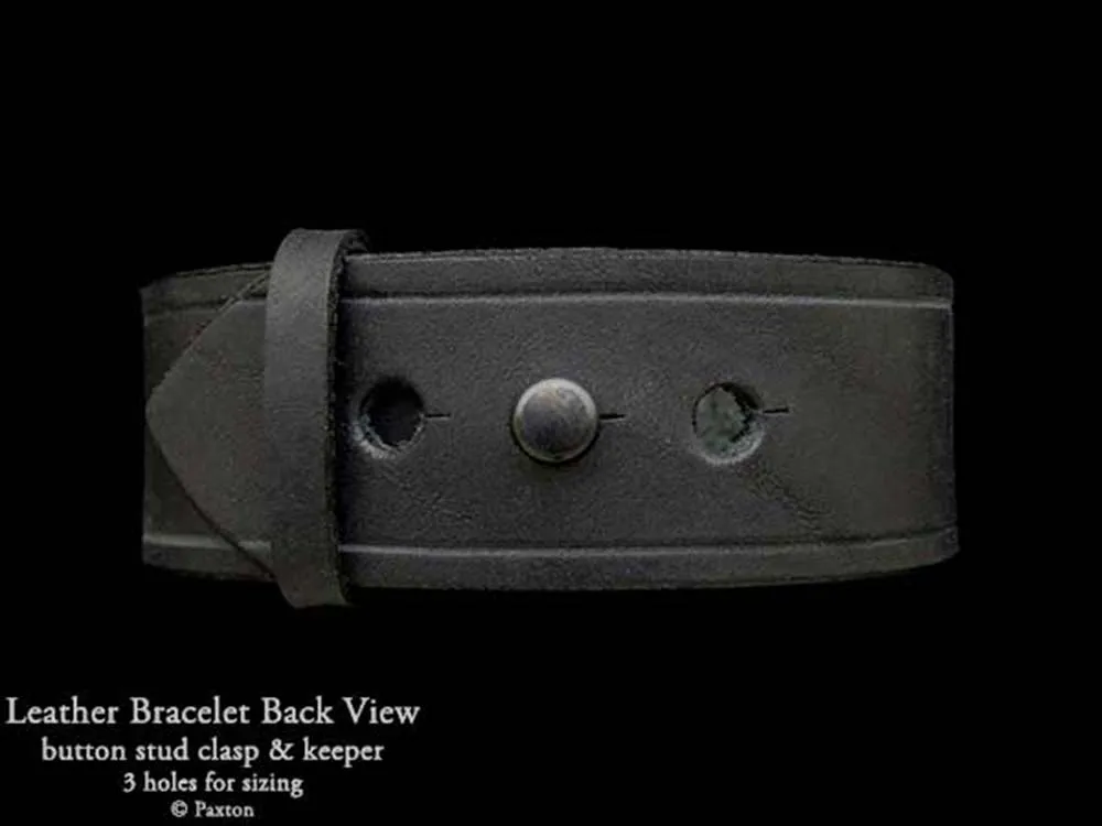 Zombie Head Bracelet Sterling Silver on Genuine Leather