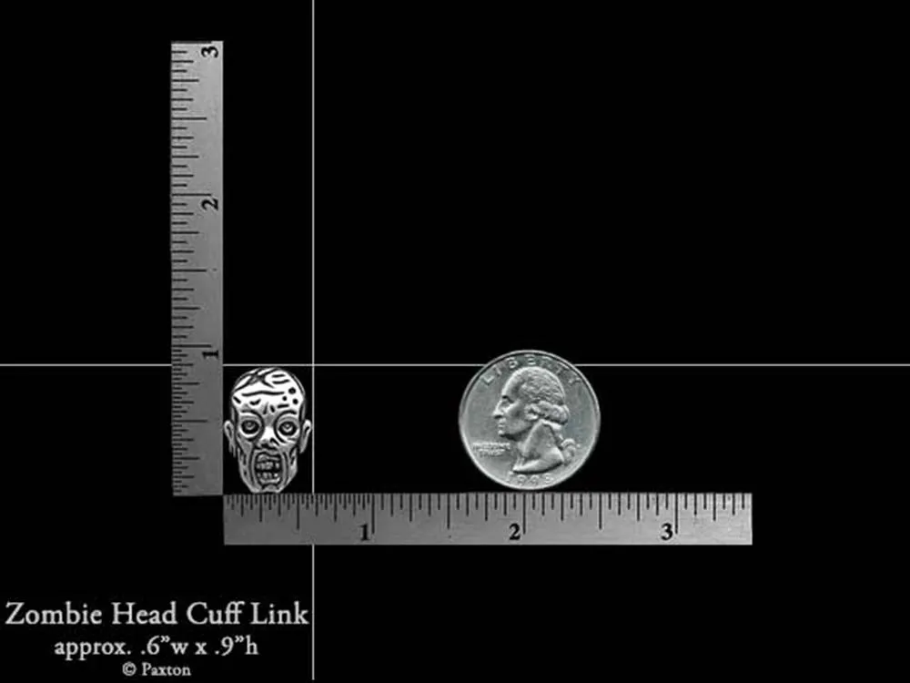 Zombie Head Cuff Links Sterling Silver
