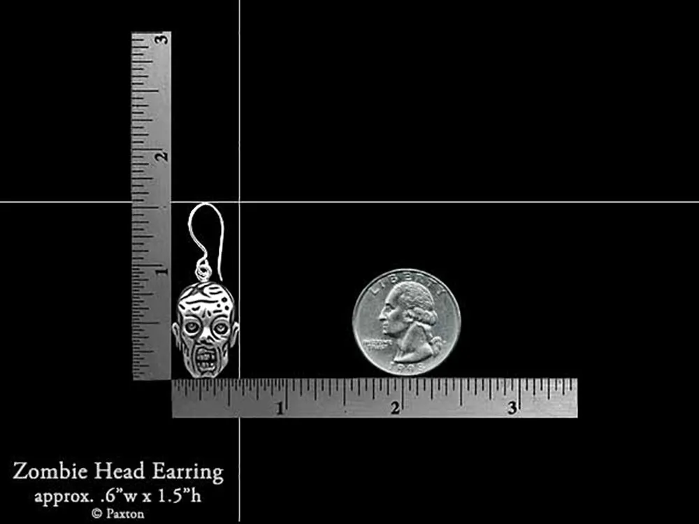Zombie Head Earrings Sterling Silver
